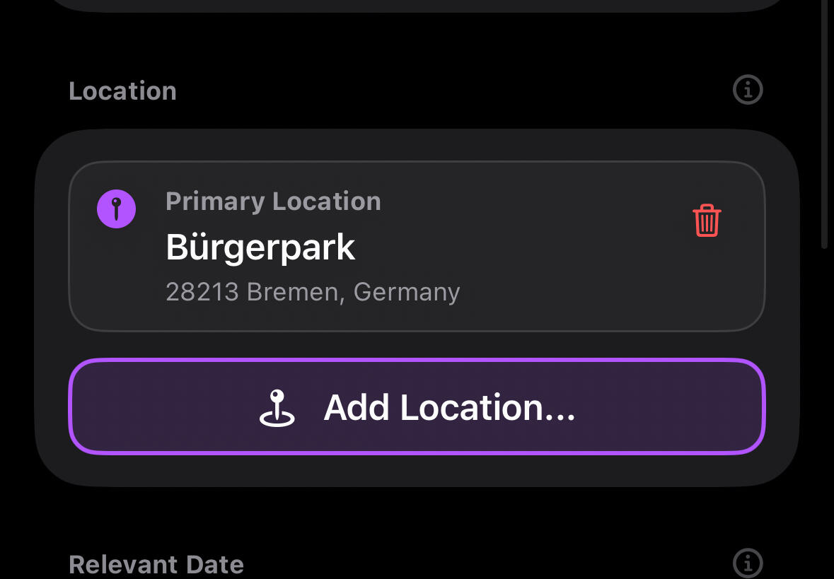 Always Ready - Set Pass Location and Relevant Date Setting a date and or location to a pass allows for your iPhone and Apple Watch to show your Card whenever you need it the most.